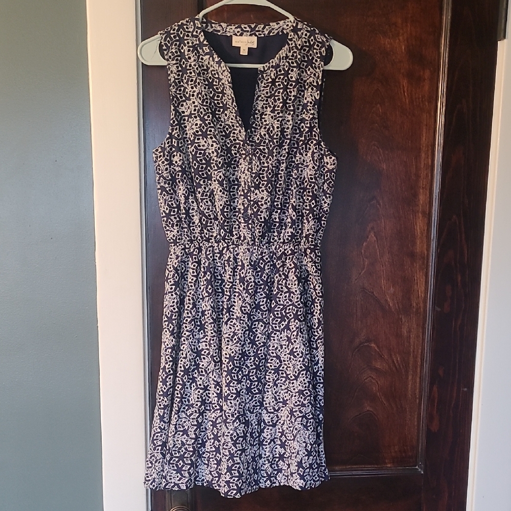 Maison Jules Navy & White Sleeveless Printed Mini Dress